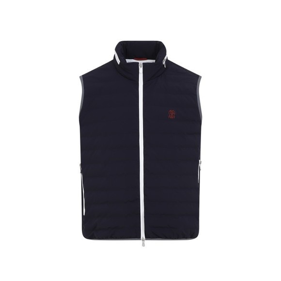 Brunello Cucinelli Other - Brunello Cucinelli Quilted Blue Jacket With High Collar - NWT